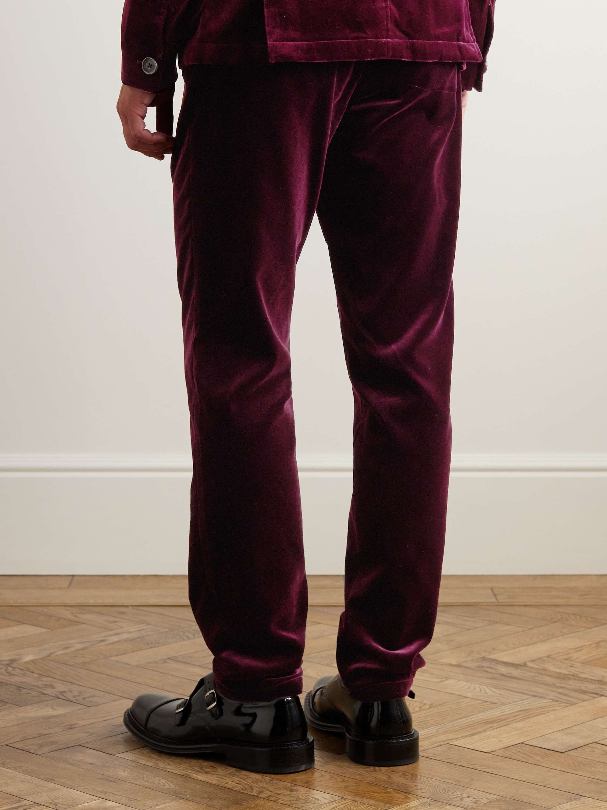 OLIVER SPENCER Fishtail Slim-Fit Cotton-Velvet Suit Trousers