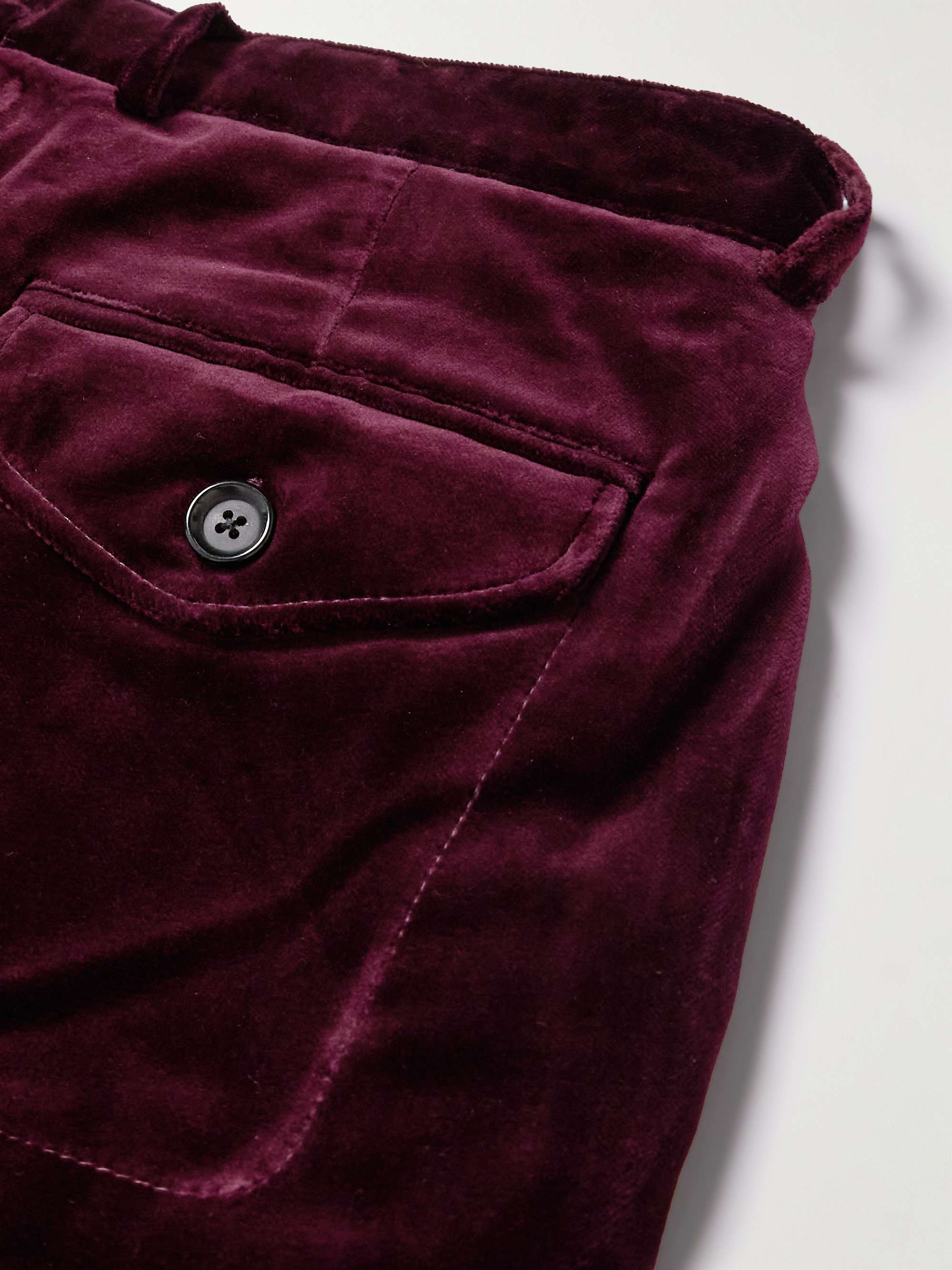 OLIVER SPENCER Fishtail Slim-Fit Cotton-Velvet Suit Trousers