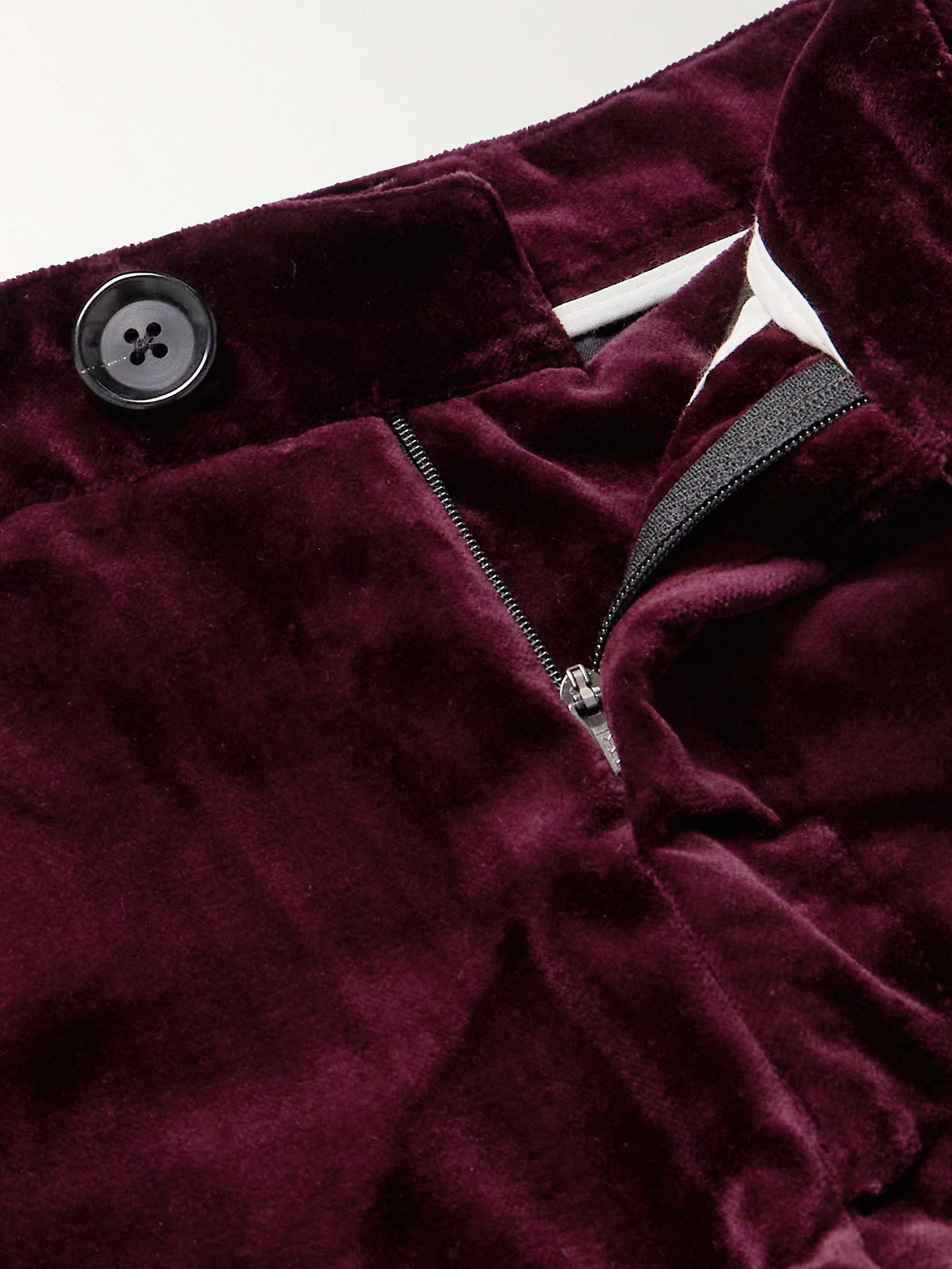 OLIVER SPENCER Fishtail Slim-Fit Cotton-Velvet Suit Trousers