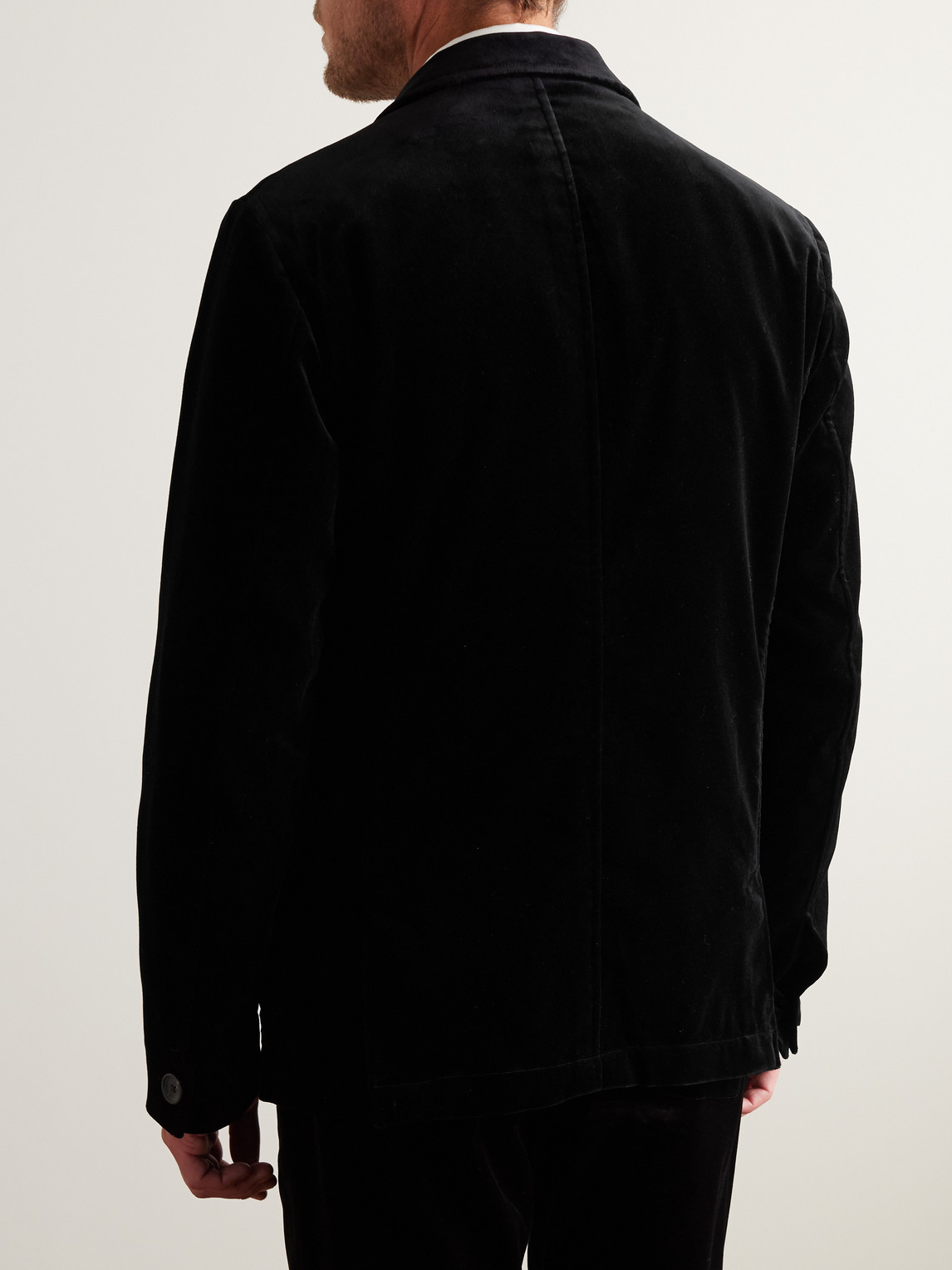 Shop Oliver Spencer Mansfield Slim-fit Cotton-velvet Suit Jacket In Black