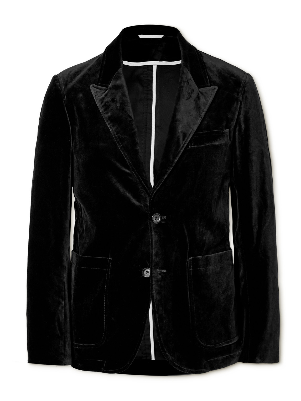 Oliver Spencer Mansfield Slim-fit Cotton-velvet Suit Jacket In Black