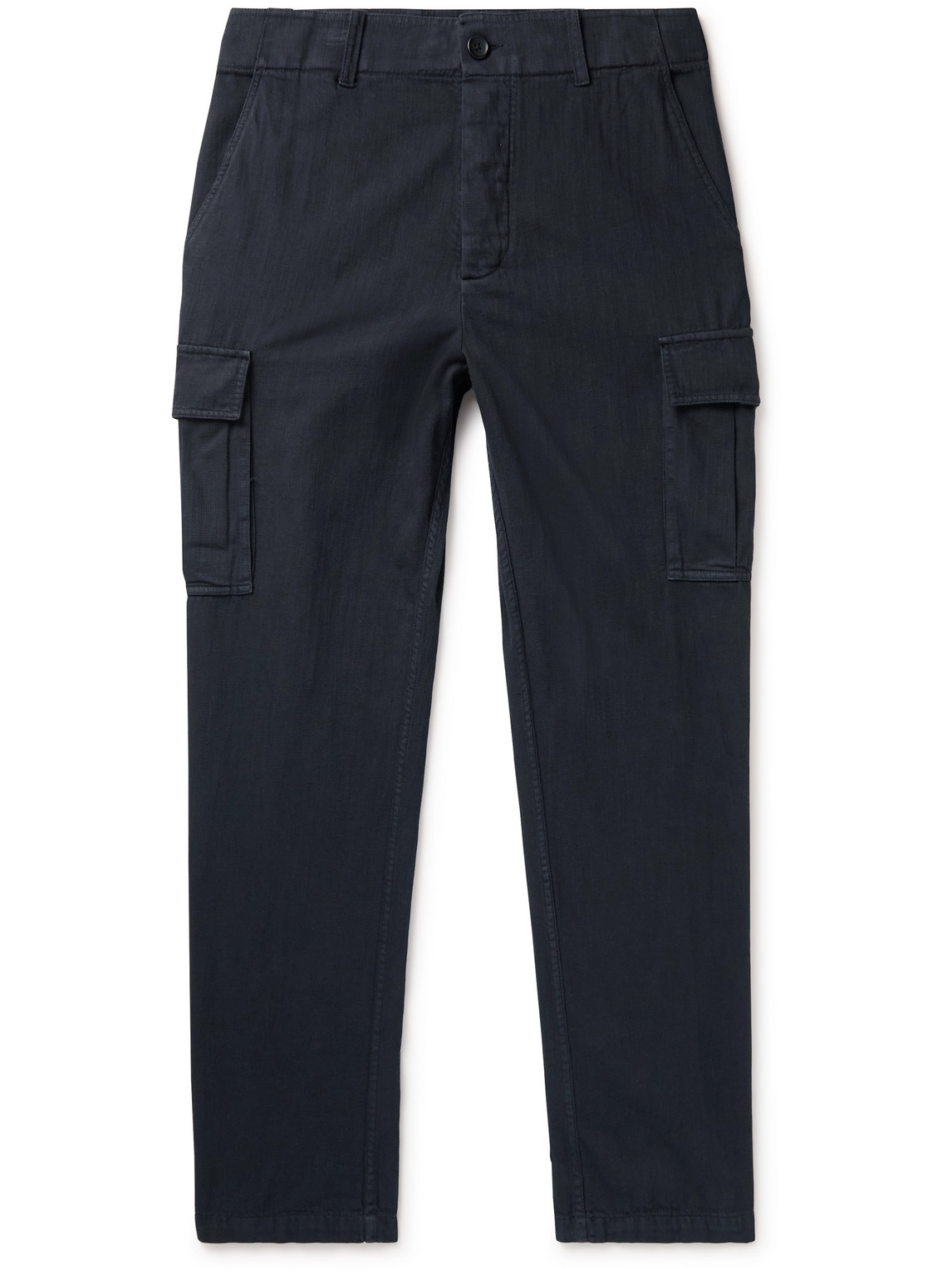 James Perse Slim-fit Slub Cotton Cargo Trousers In Blue
