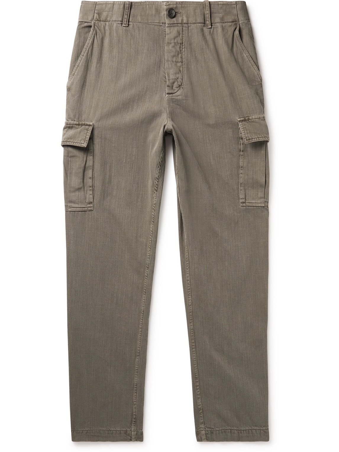 James Perse Slim-fit Slub Cotton Cargo Trousers In Green