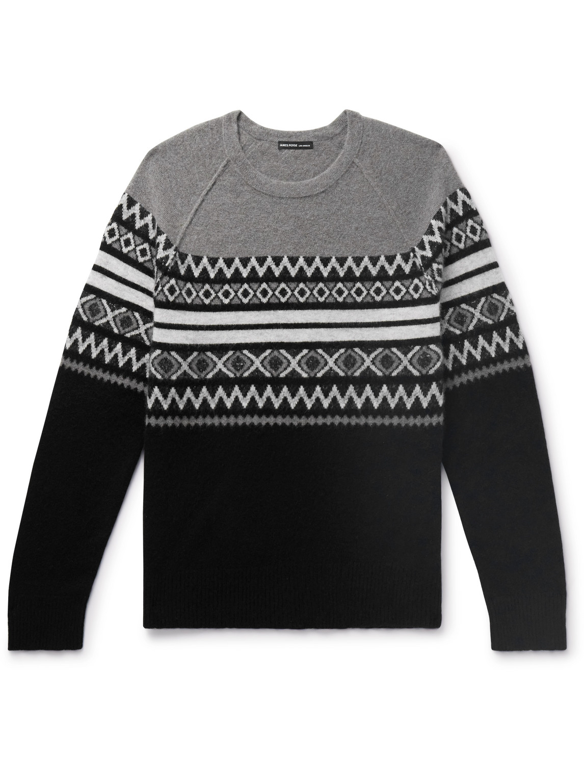 James Perse Fair Isle Cashmere And Cotton-blend Sweater In Gray