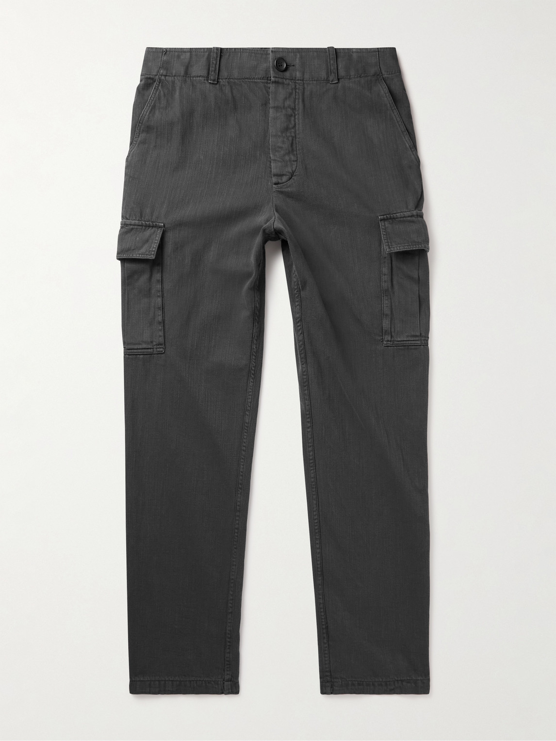 James Perse Slim-fit Slub Cotton Cargo Trousers In Gray
