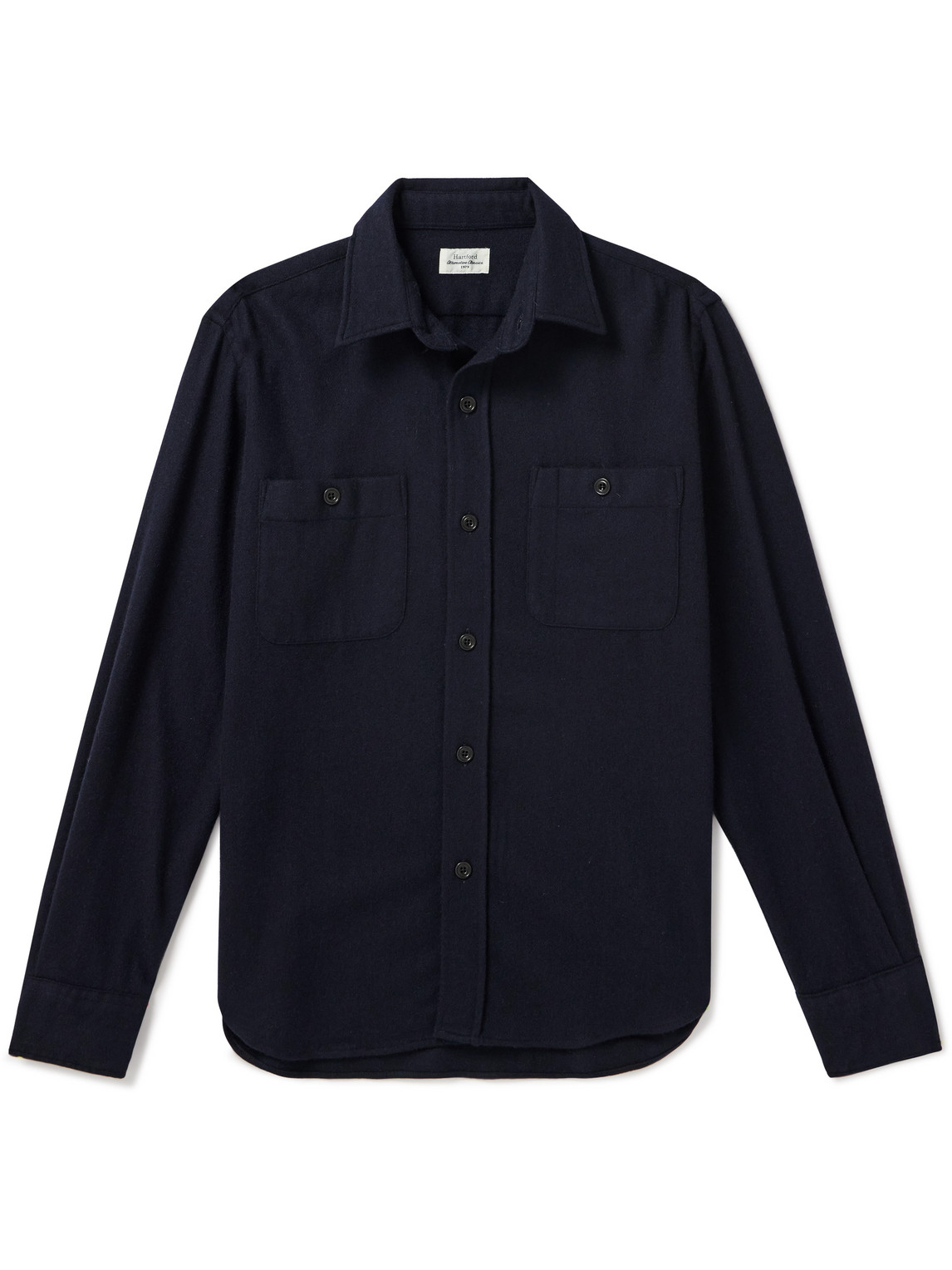 Hartford Percey Recycled Wool-blend Flannel Overshirt In Blue