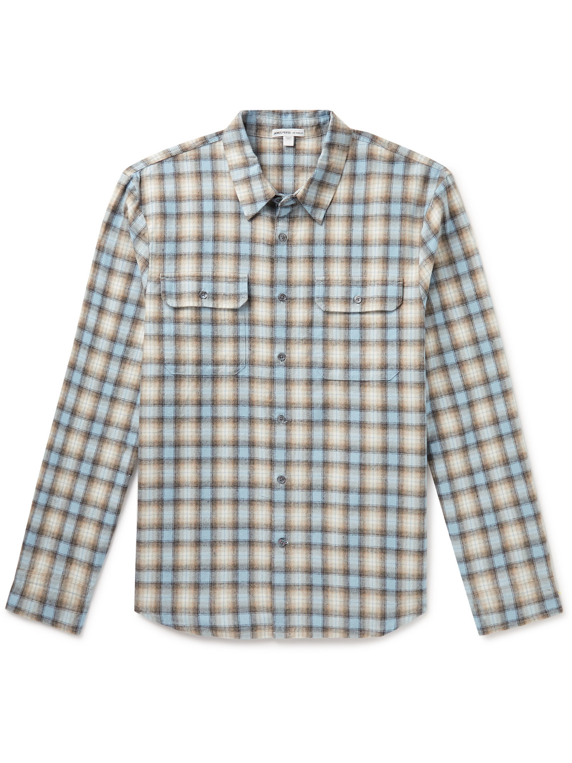 James Perse Lagoon Checked Cotton-flannel Shirt In Blue
