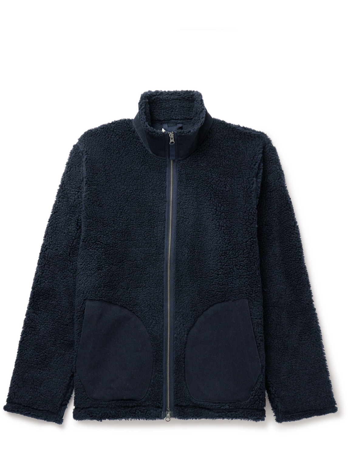 Hartford Dorian Cotton Twill-trimmed Fleece Jacket In Blue
