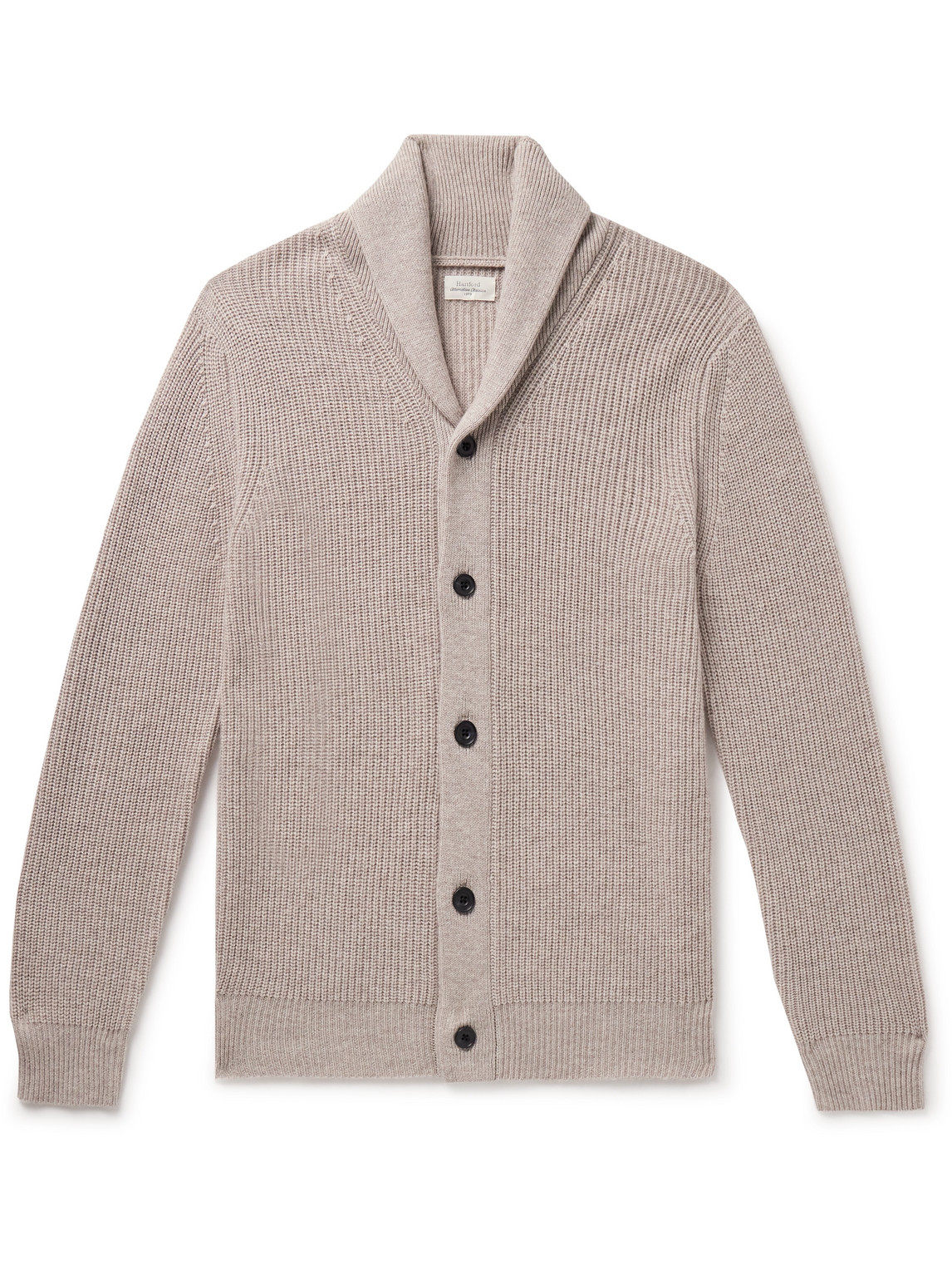 Hartford Shawl-collar Ribbed Wool And Cashmere-blend Cardigan In Neutrals