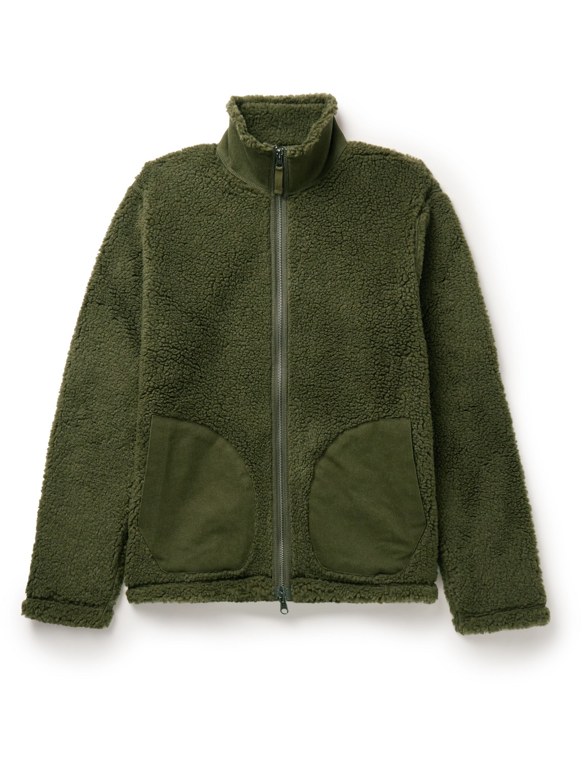 Hartford Dorian Cotton Twill-trimmed Fleece Jacket In Green