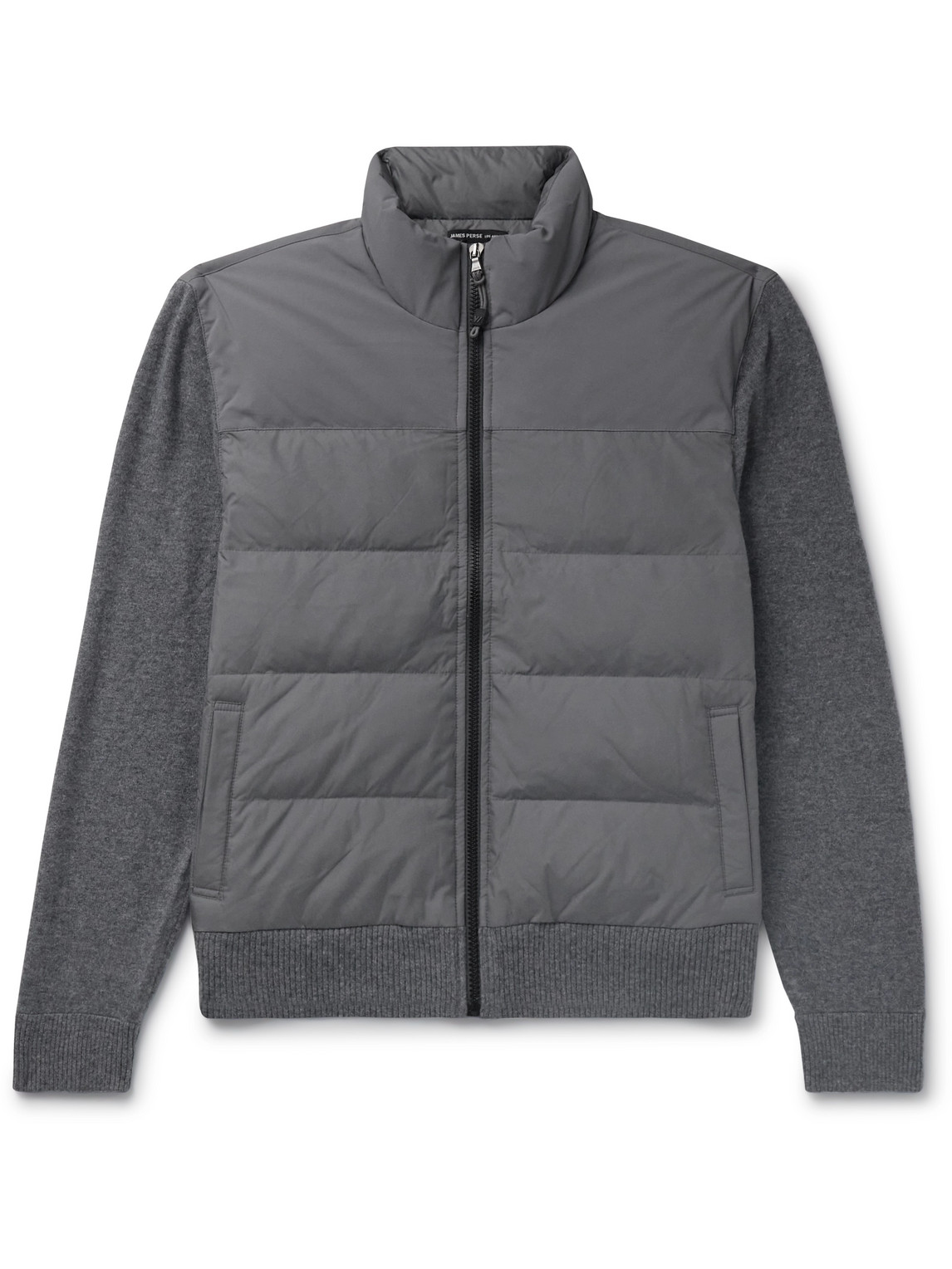 James Perse Quilted Nylon-panelled Wool And Cashmere-blend Down Jacket In Grey