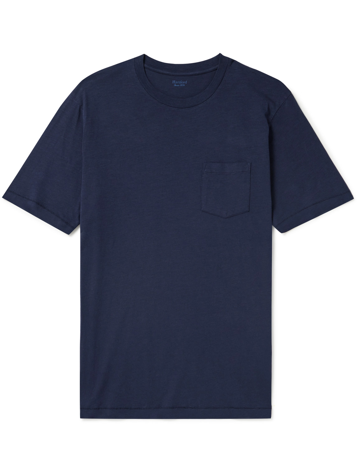Hartford Pocket Garment-dyed Cotton-jersey T-shirt In Blue