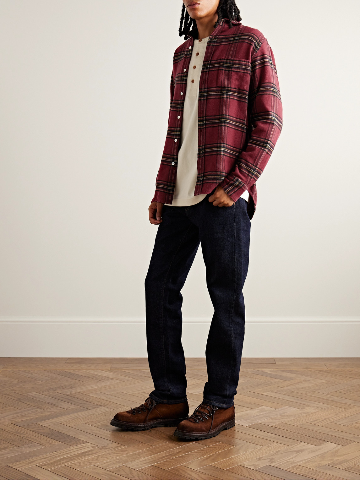 Shop Hartford Paul Checked Cotton-flannel Shirt In Red