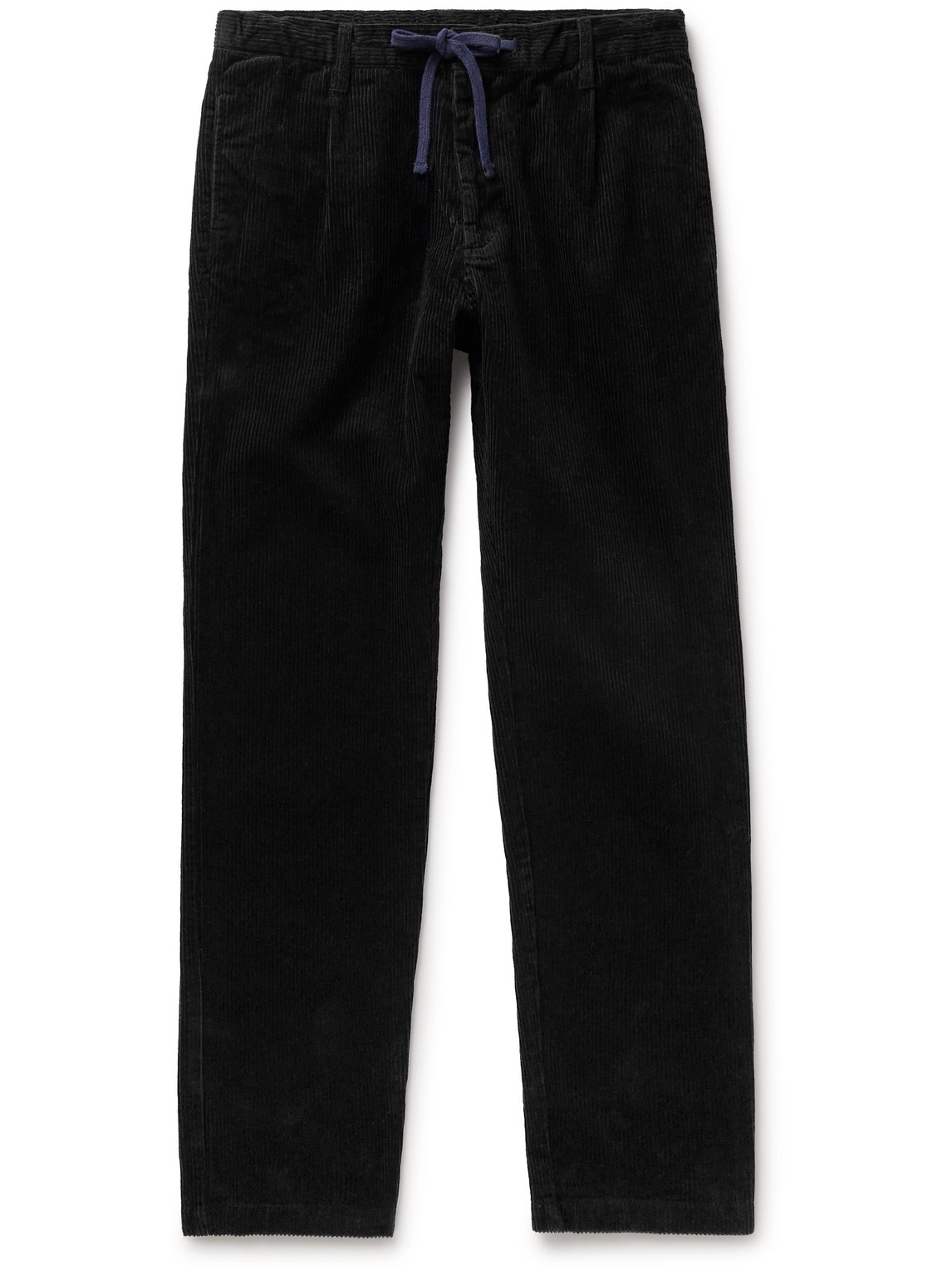 Hartford Tanker Straight-leg Cotton-corduroy Drawstring Trousers In Black