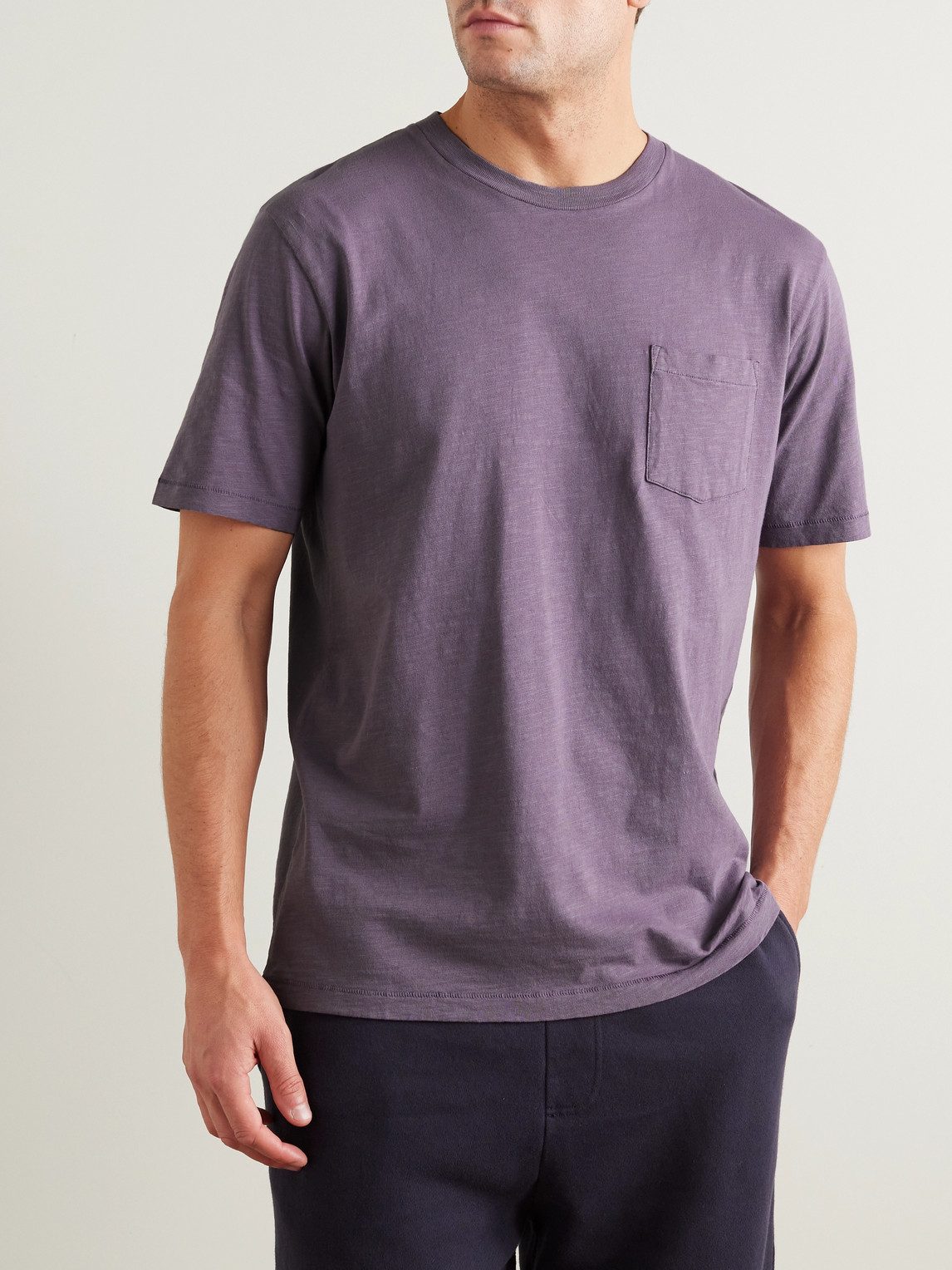Shop Hartford Pocket Garment-dyed Cotton-jersey T-shirt In Purple