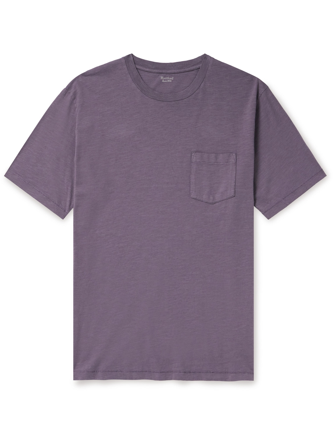 Hartford Pocket Garment-dyed Cotton-jersey T-shirt In Purple