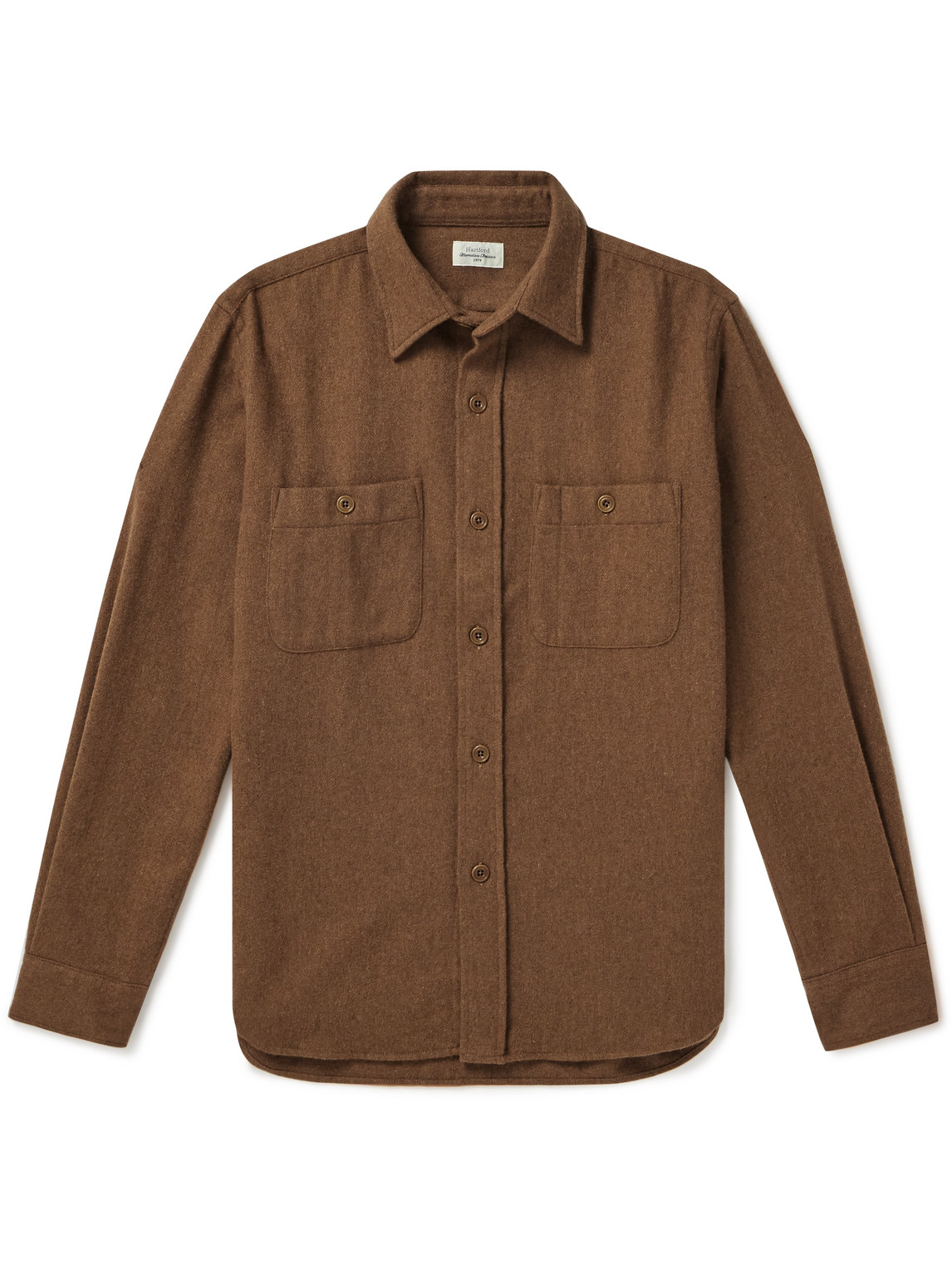 Hartford Percey Recycled Wool-blend Flannel Overshirt In Brown