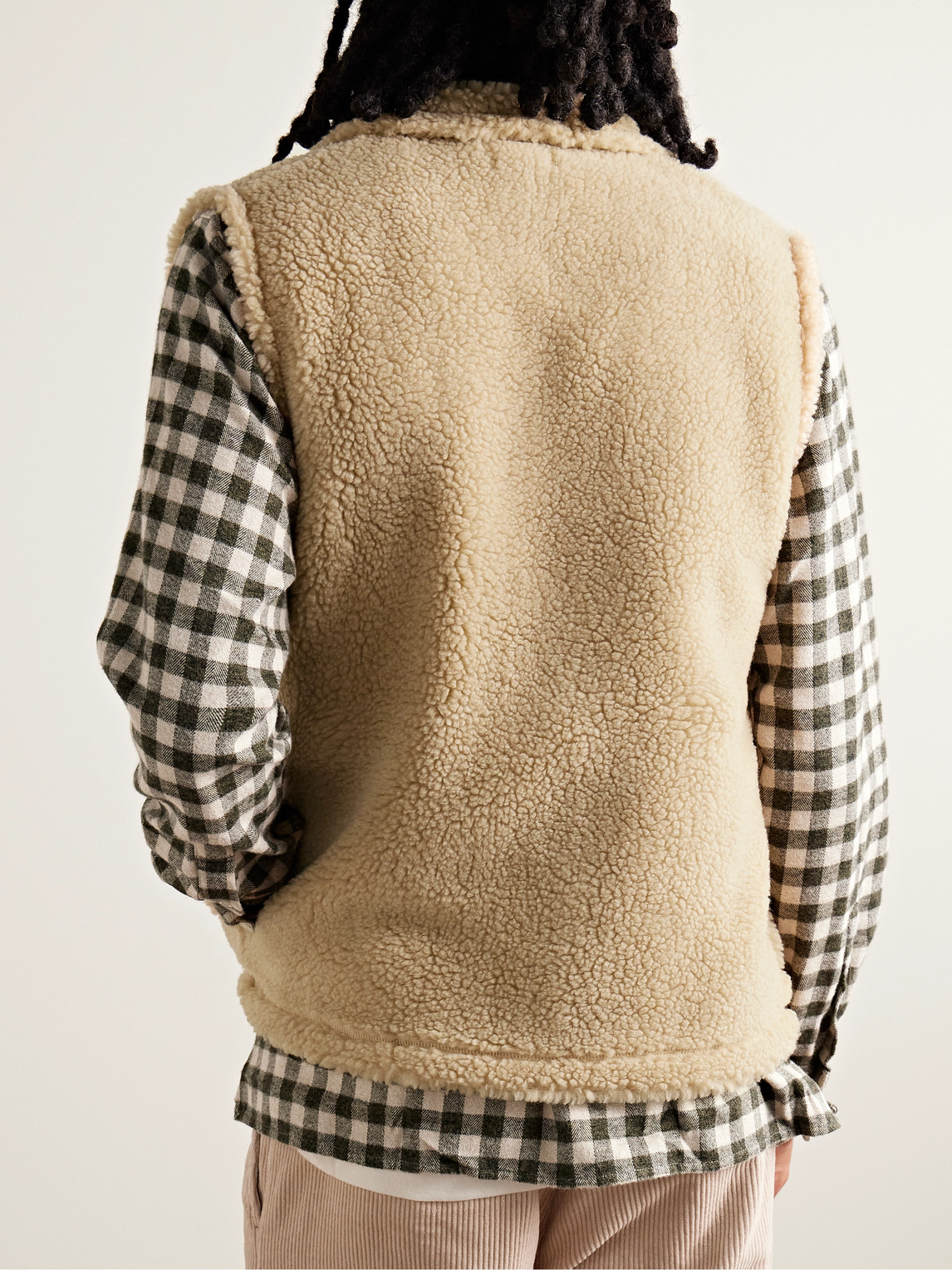 Shop Hartford Twill Trimmed Fleece Gilet In Neutrals