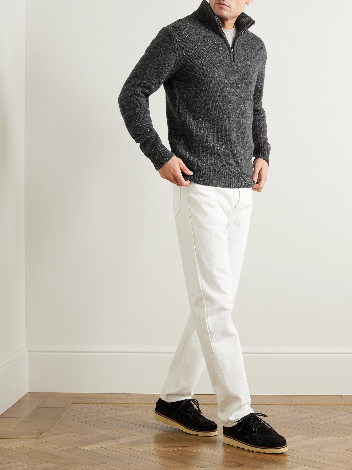 Shop Hartford Trucker Donegal Wool-blend Half-zip Sweater In Gray