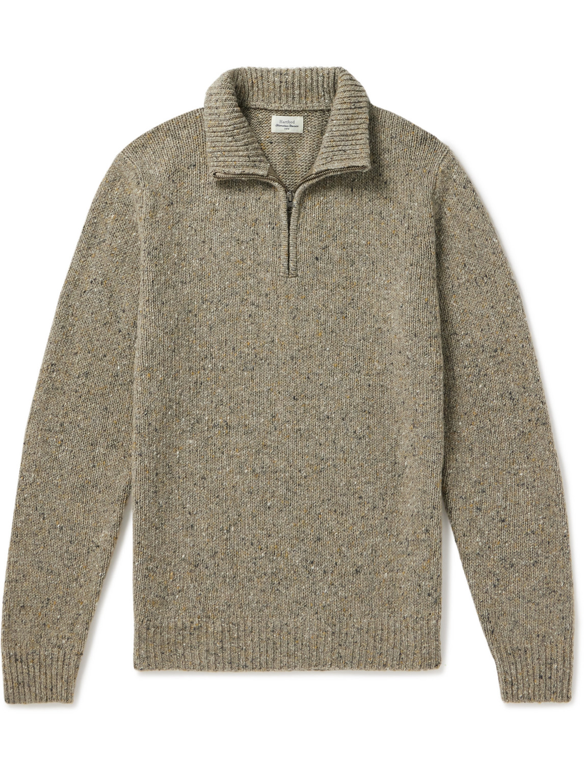 Hartford Trucker Donegal Wool-blend Half-zip Sweater In Neutrals