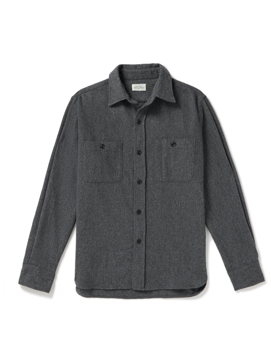 Hartford Percey Recycled Wool-blend Flannel Overshirt In Gray