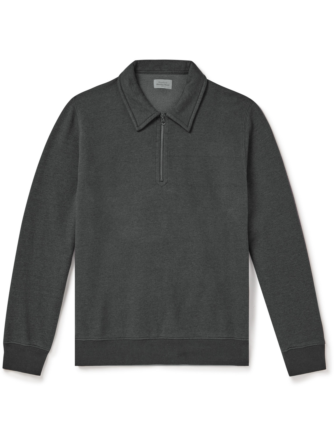 Hartford Cotton-blend Jersey Half-zip Jumper In Grey