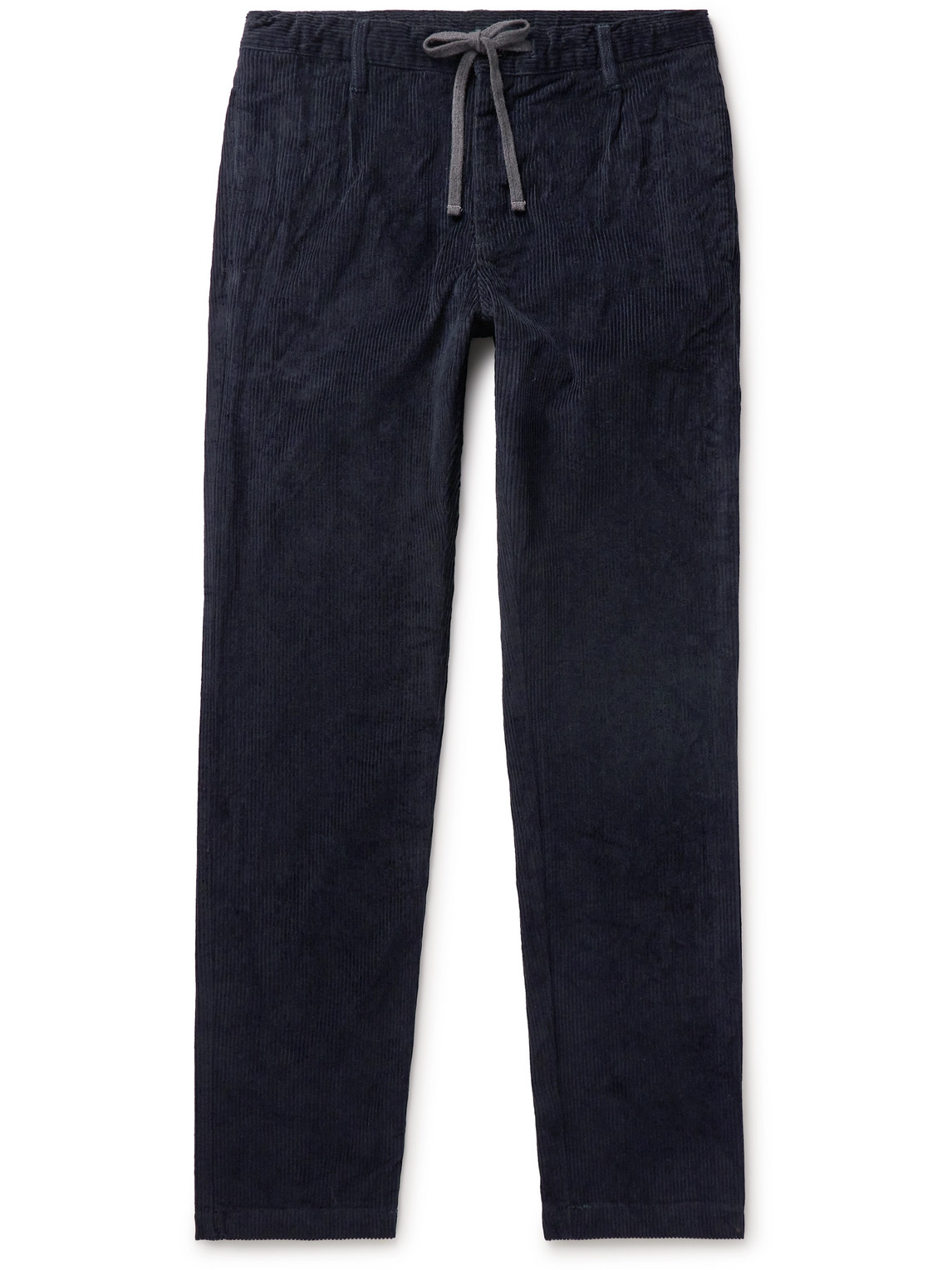 Hartford Tanker Slim-fit Straight-leg Cotton-corduroy Drawstring Trousers In Blue