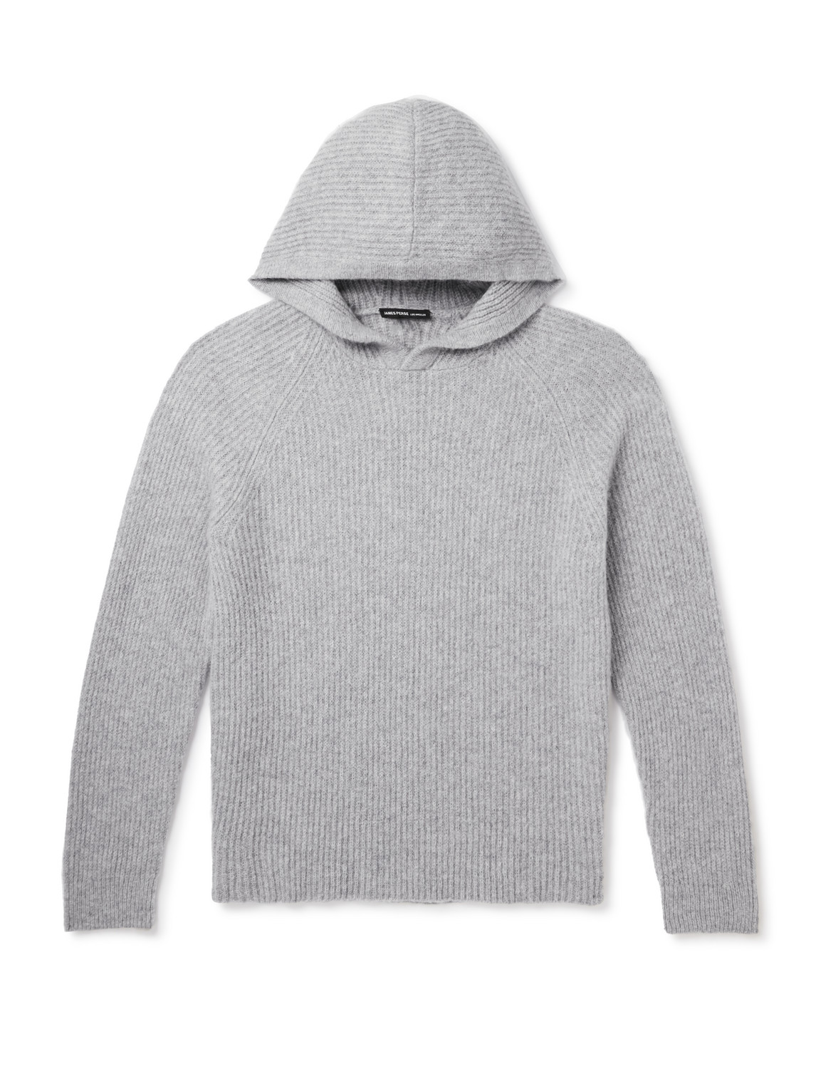 James Perse Ribbed Cashmere Hoodie In Grey