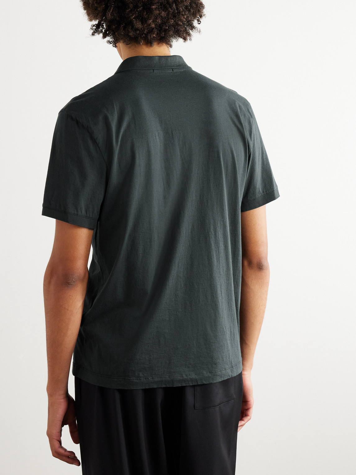 Shop James Perse Luxe Lotus Cotton-jersey Polo Shirt In Gray