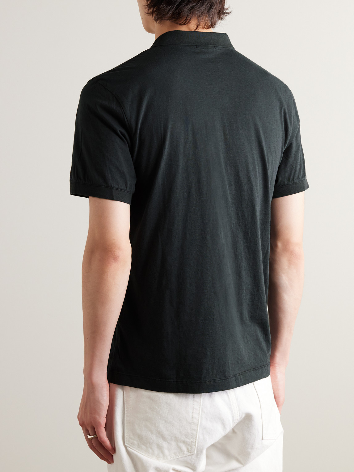 Luxe Lotus Cotton-Jersey Polo Shirt