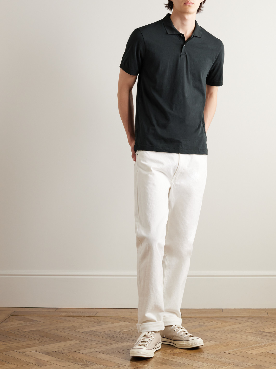 Luxe Lotus Cotton-Jersey Polo Shirt — 2