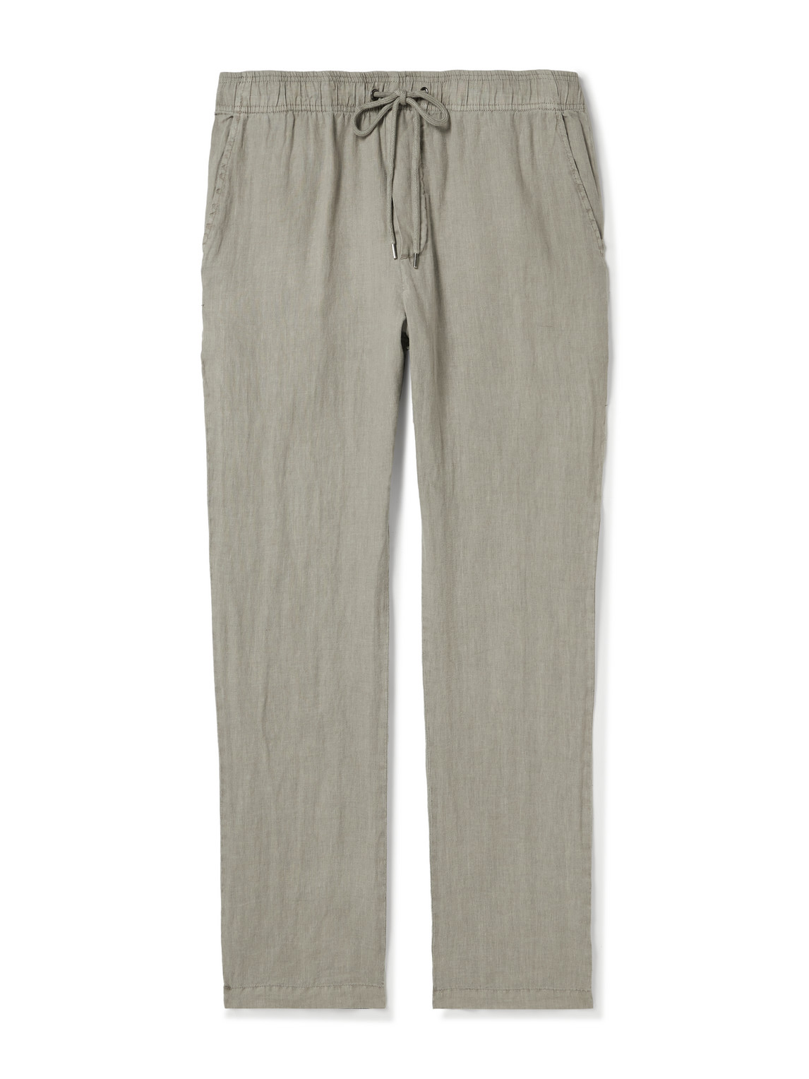 James Perse Straight-leg Garment-dyed Linen-canvas Drawstring Trousers In Gray