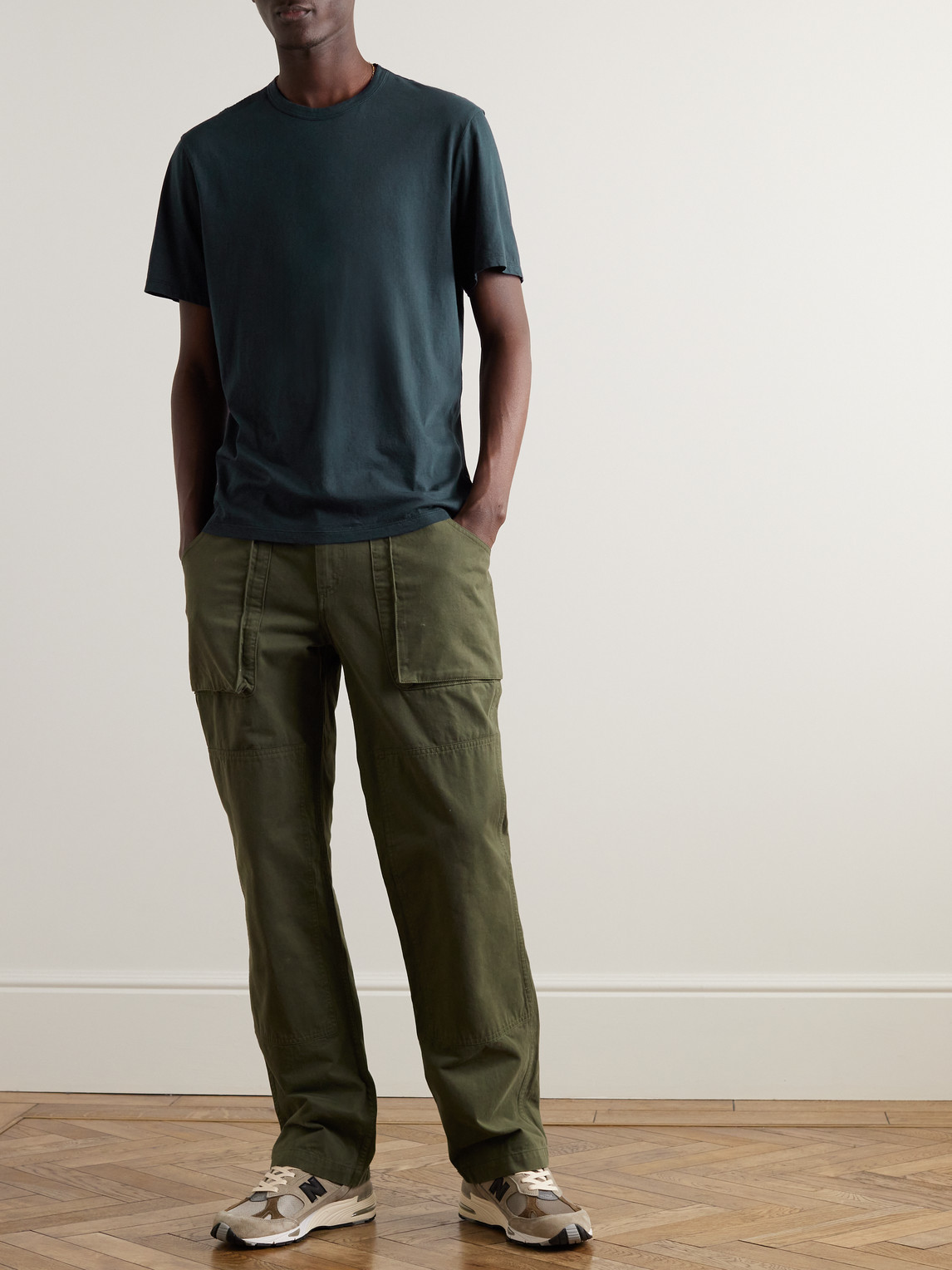 JAMES PERSE ELEVATED LOTUS GARMENT-DYED COTTON-JERSEY T-SHIRT