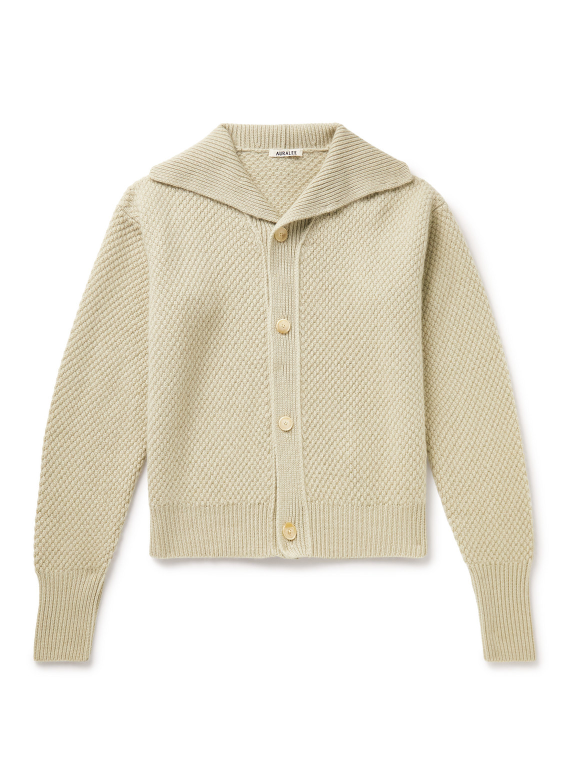Auralee Honeycomb-knit Baby Cashmere Cardigan In Green