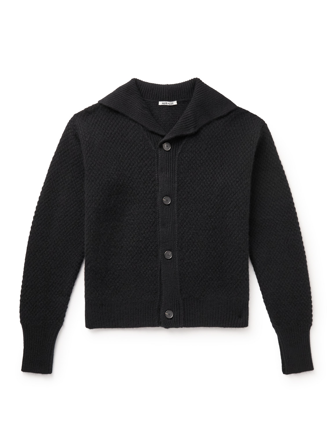 Auralee Honeycomb-knit Baby Cashmere Cardigan In Black