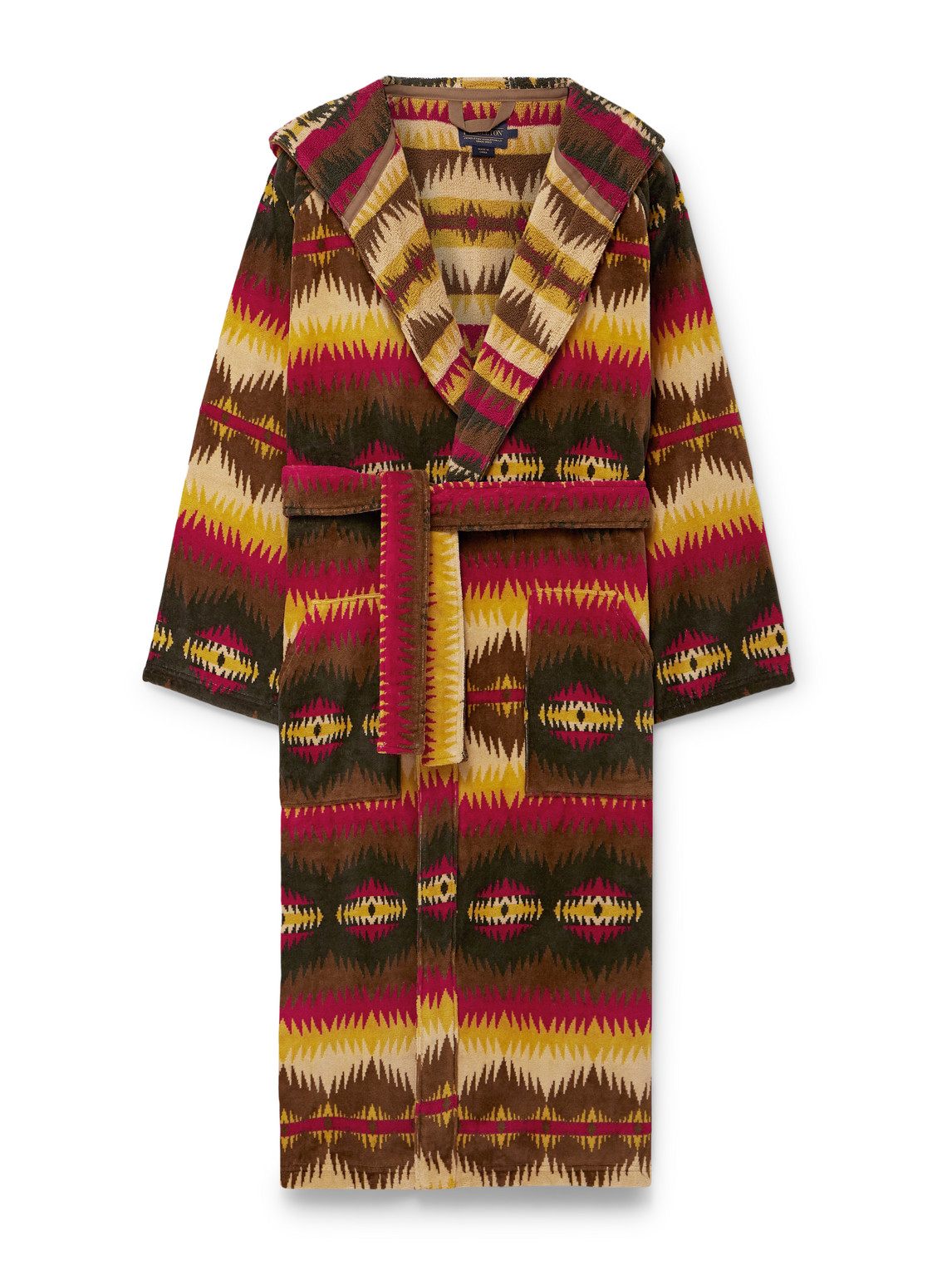 Shop Pendleton Cotton-terry Jacquard Hooded Robe In Red