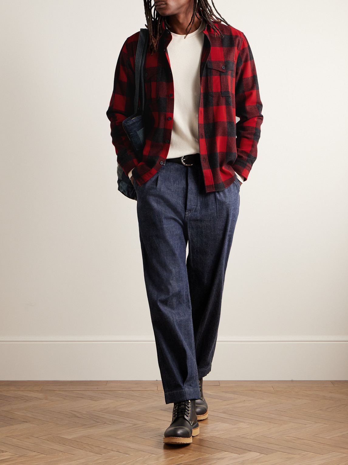 Shop Pendleton Scout Checked Virgin Wool Shirt In Red