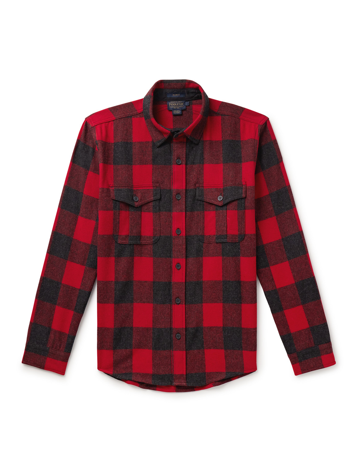 Pendleton Scout Checked Virgin Wool Shirt In Red