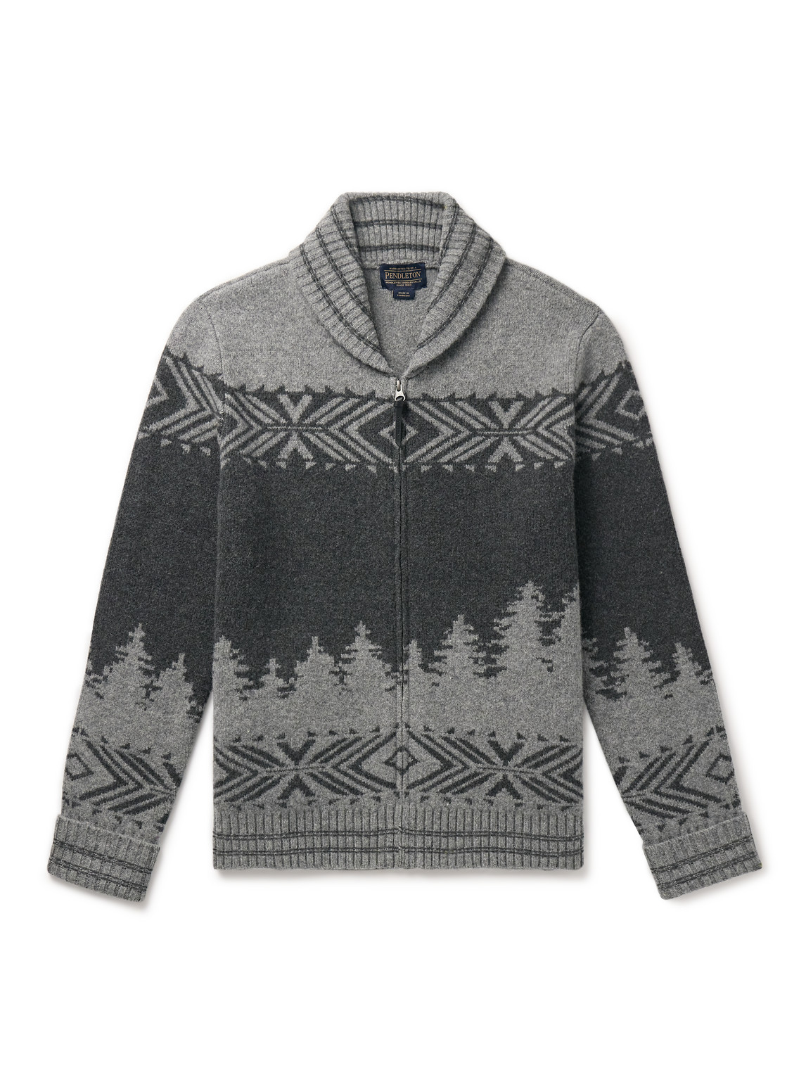 Pendleton Scenic Peak Lambswool Zip Cardigan In Grey, Men's At Urban Outfitters