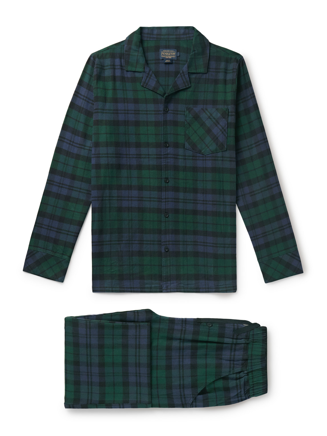 Pendleton Checked Cotton-flannel Pyjama Set In Green