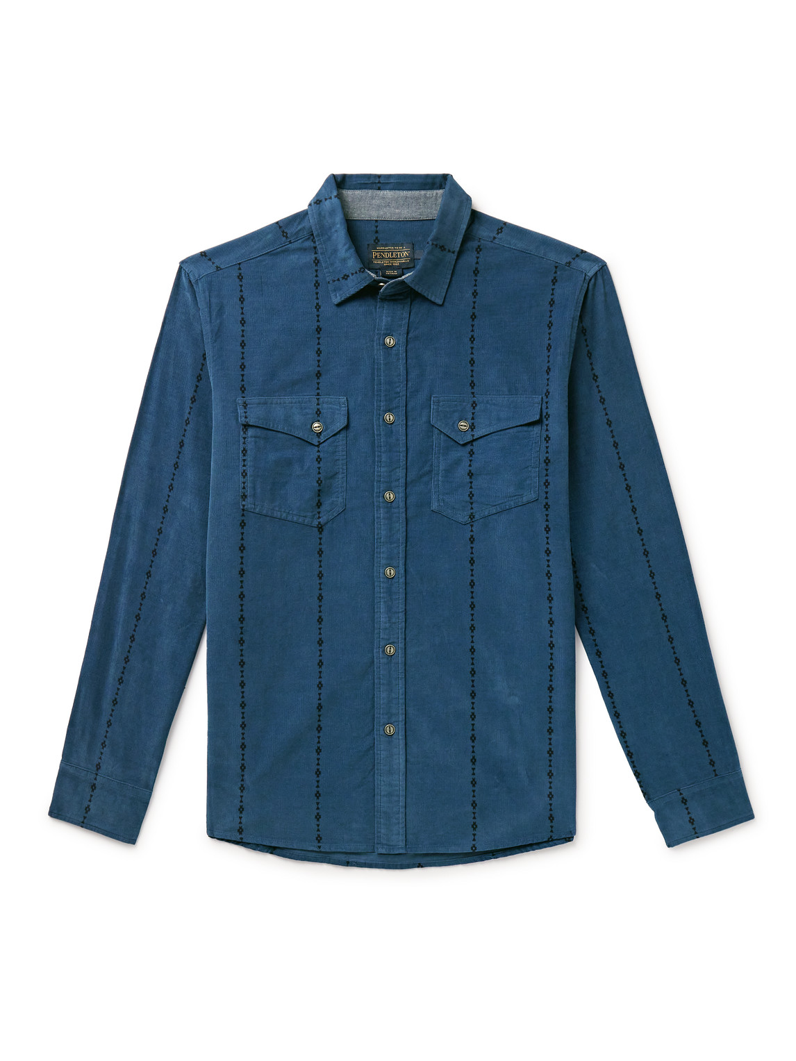 Pendleton Wyatt Printed Cotton-corduroy Shirt In Blue