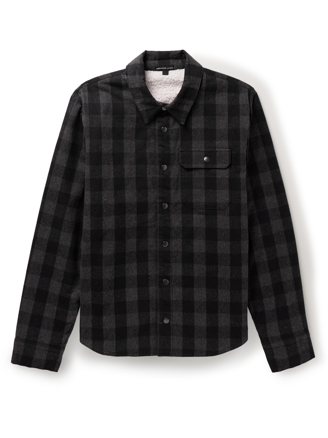 Fleece-Lined Checked Cotton-Flannel Overshirt