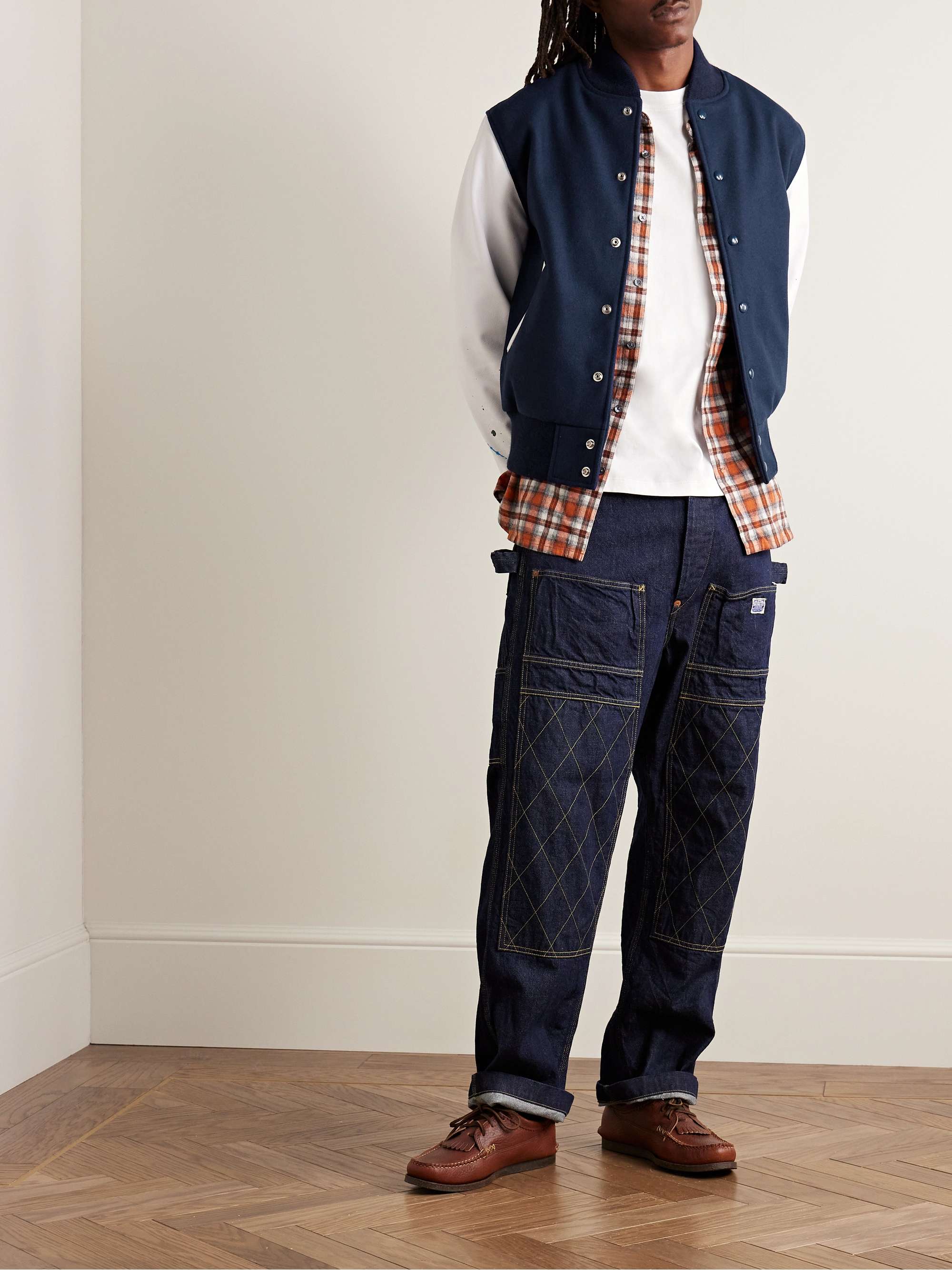 GOLDEN BEAR The Albany Wool Blend and Paint Splattered Leather Bomber Jacket for Men MR PORTER