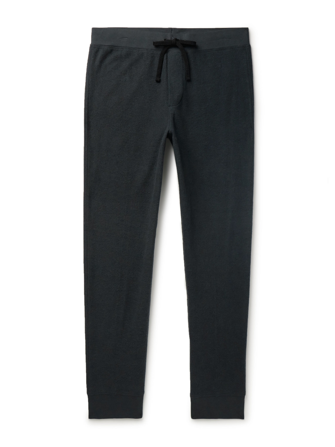 James Perse Thermal Tapered Waffle-knit Brushed Cotton And Cashmere-blend Sweatpants In Gray