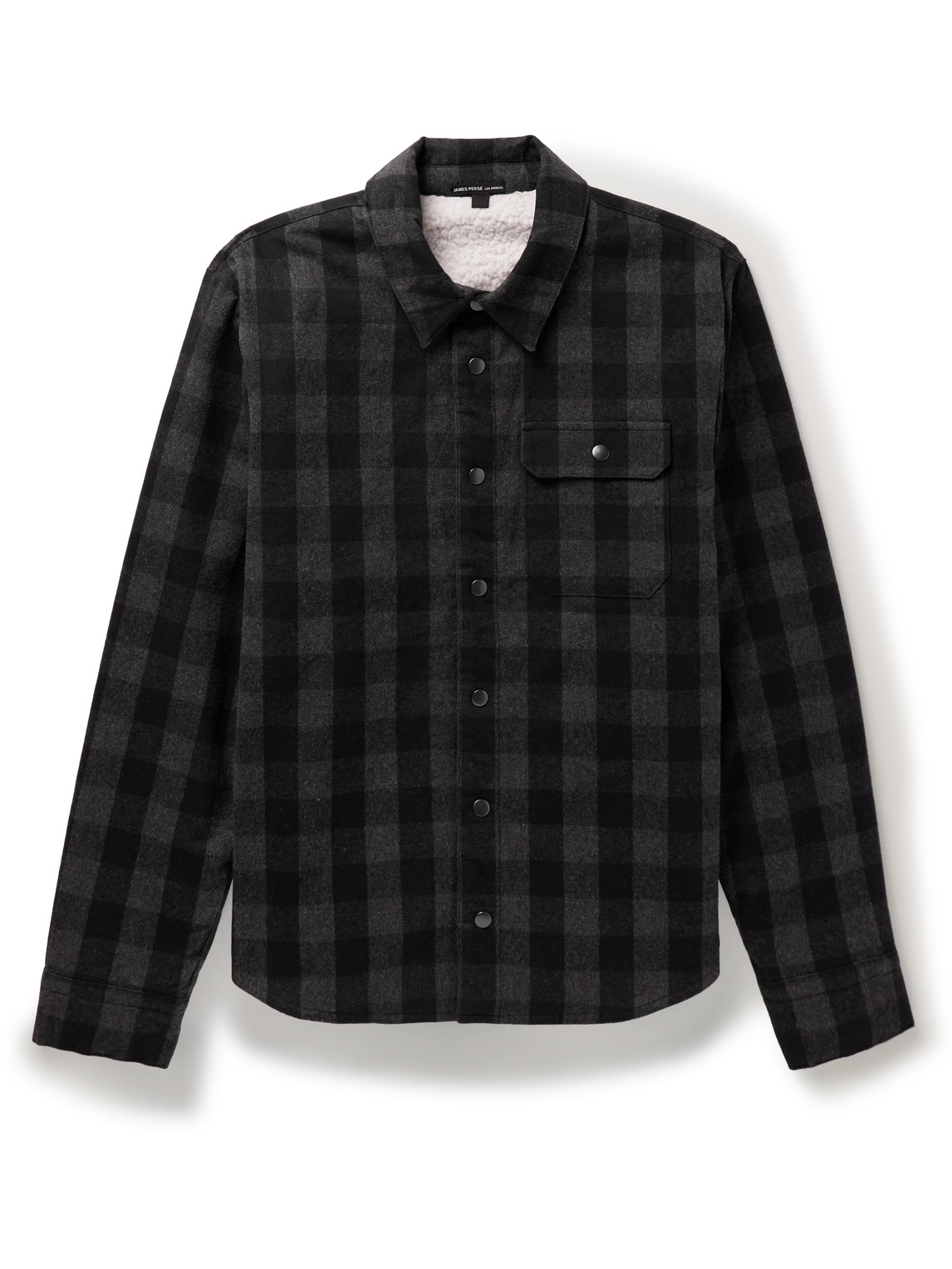 James Perse Fleece-lined Checked Cotton-flannel Overshirt In Black