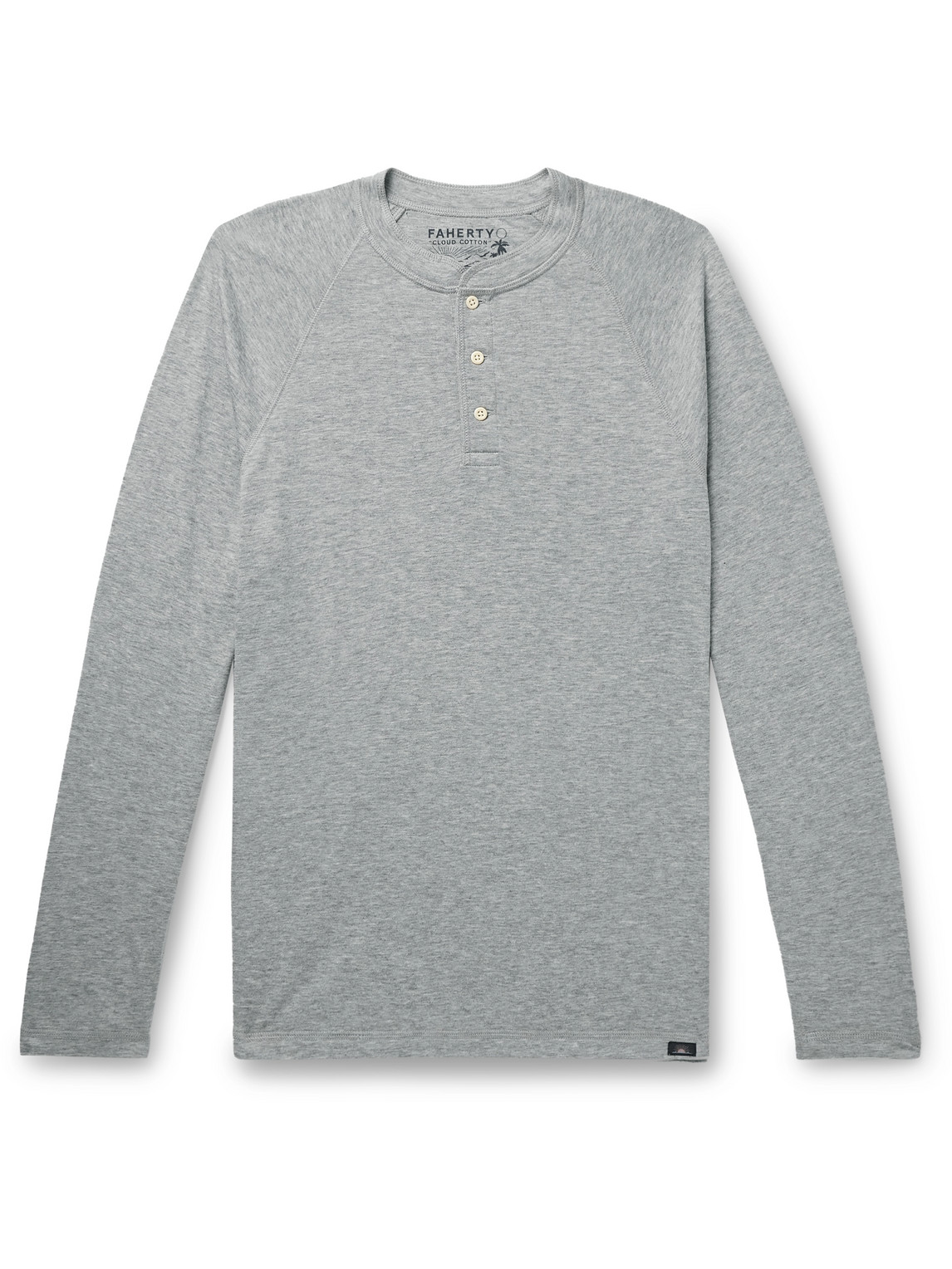 Shop Faherty Cloud Pima Cotton And Modal-blend Jersey Henley T-shirt In Gray