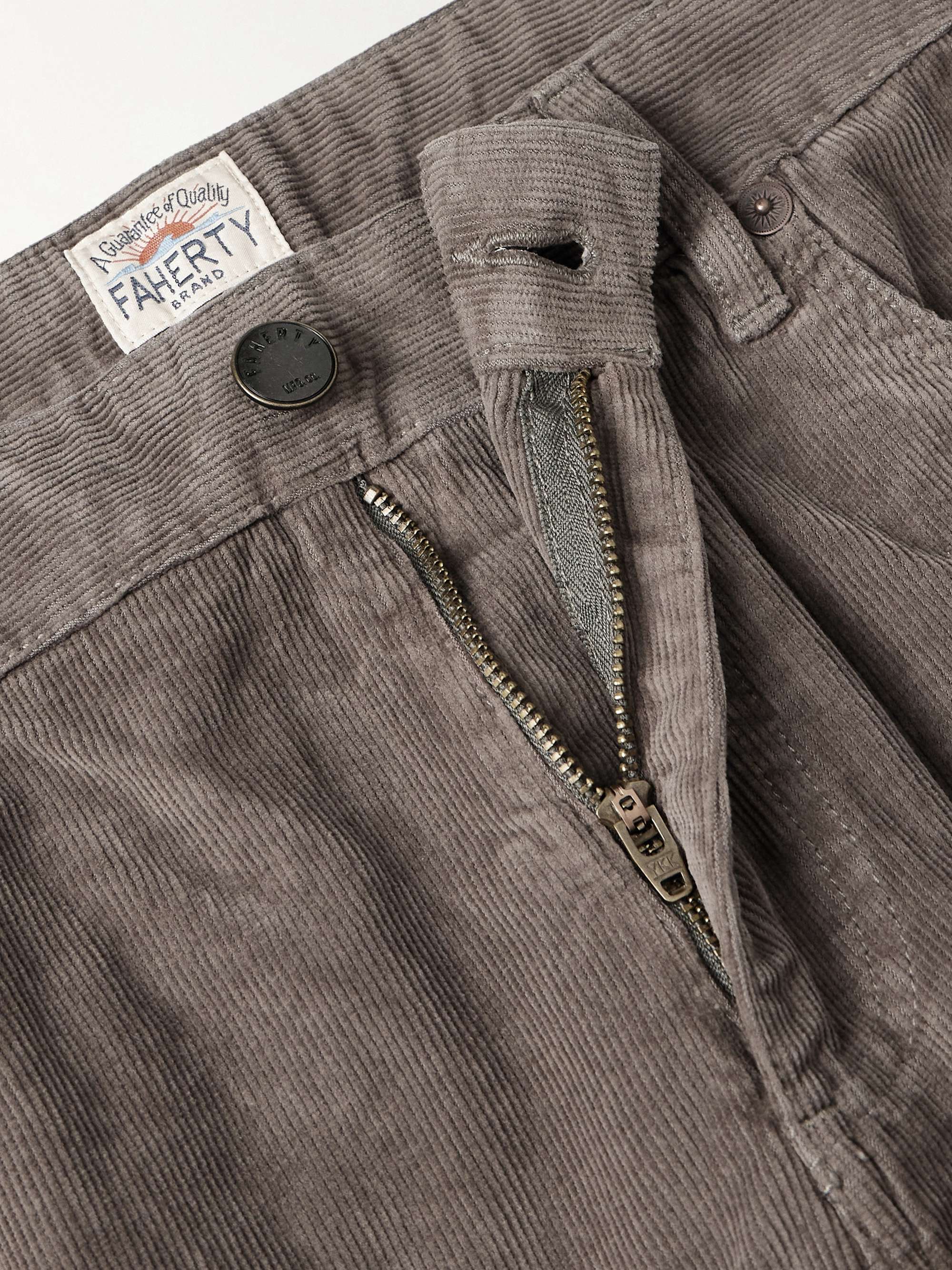 FAHERTY Slim-Fit Cotton-Blend Corduroy Trousers