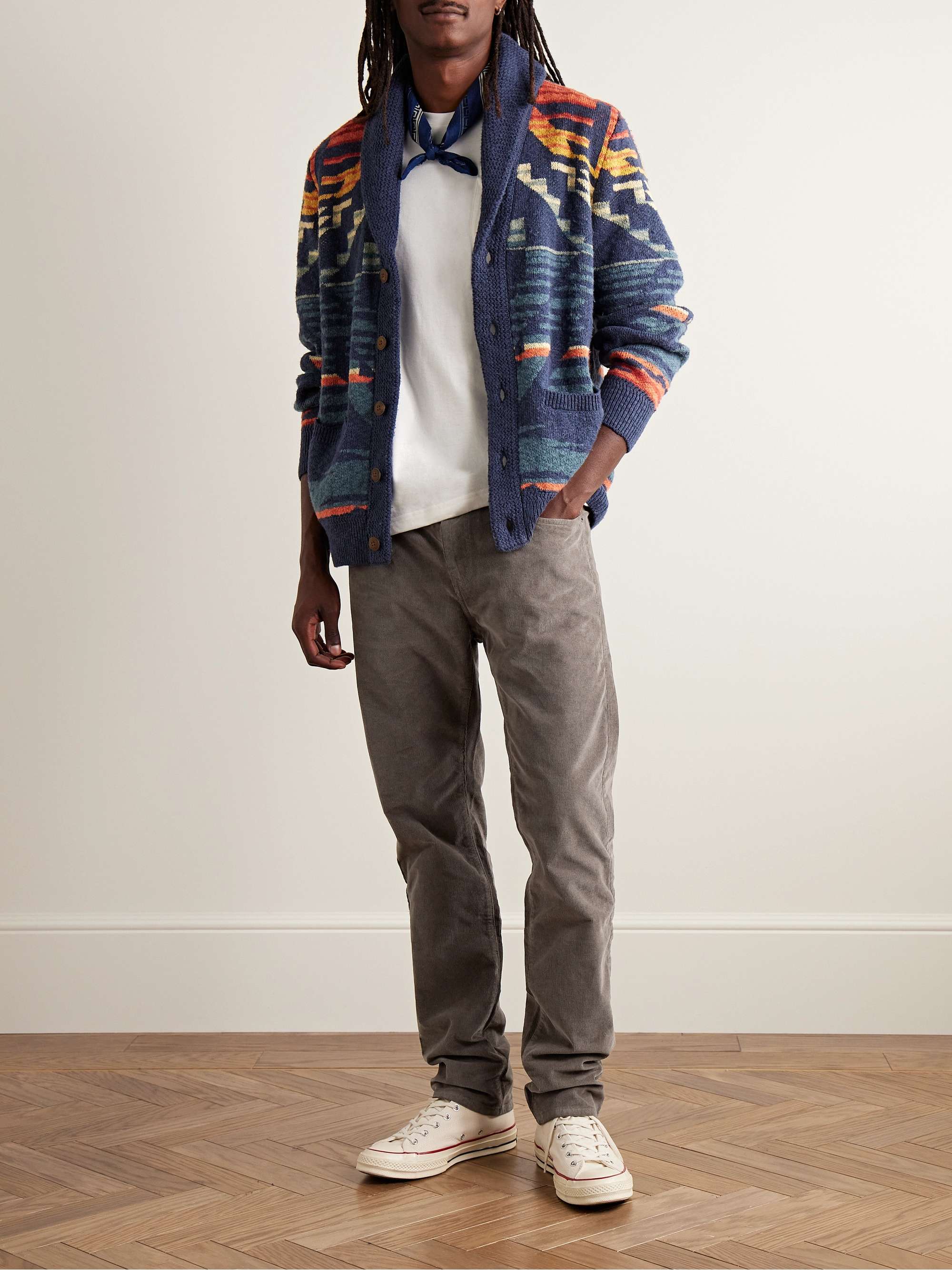 FAHERTY Slim-Fit Cotton-Blend Corduroy Trousers