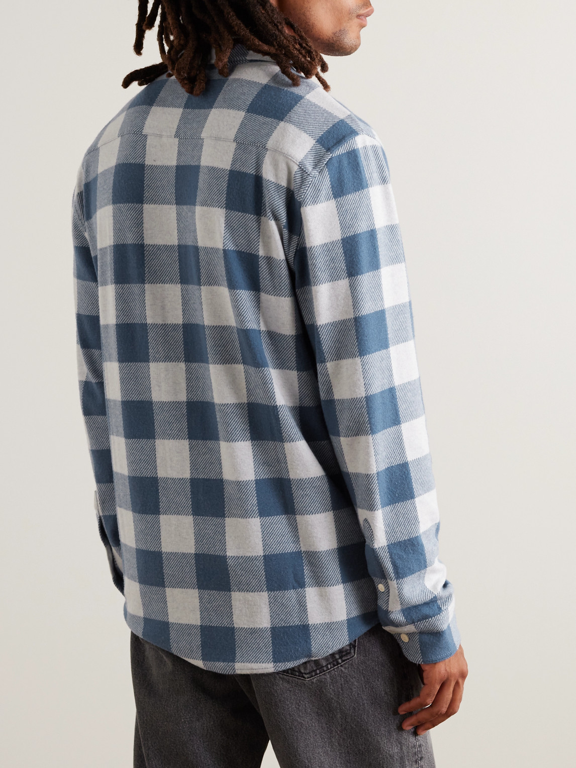 Shop Faherty Legend™ Checked Recycled Knitted Shirt In Blue
