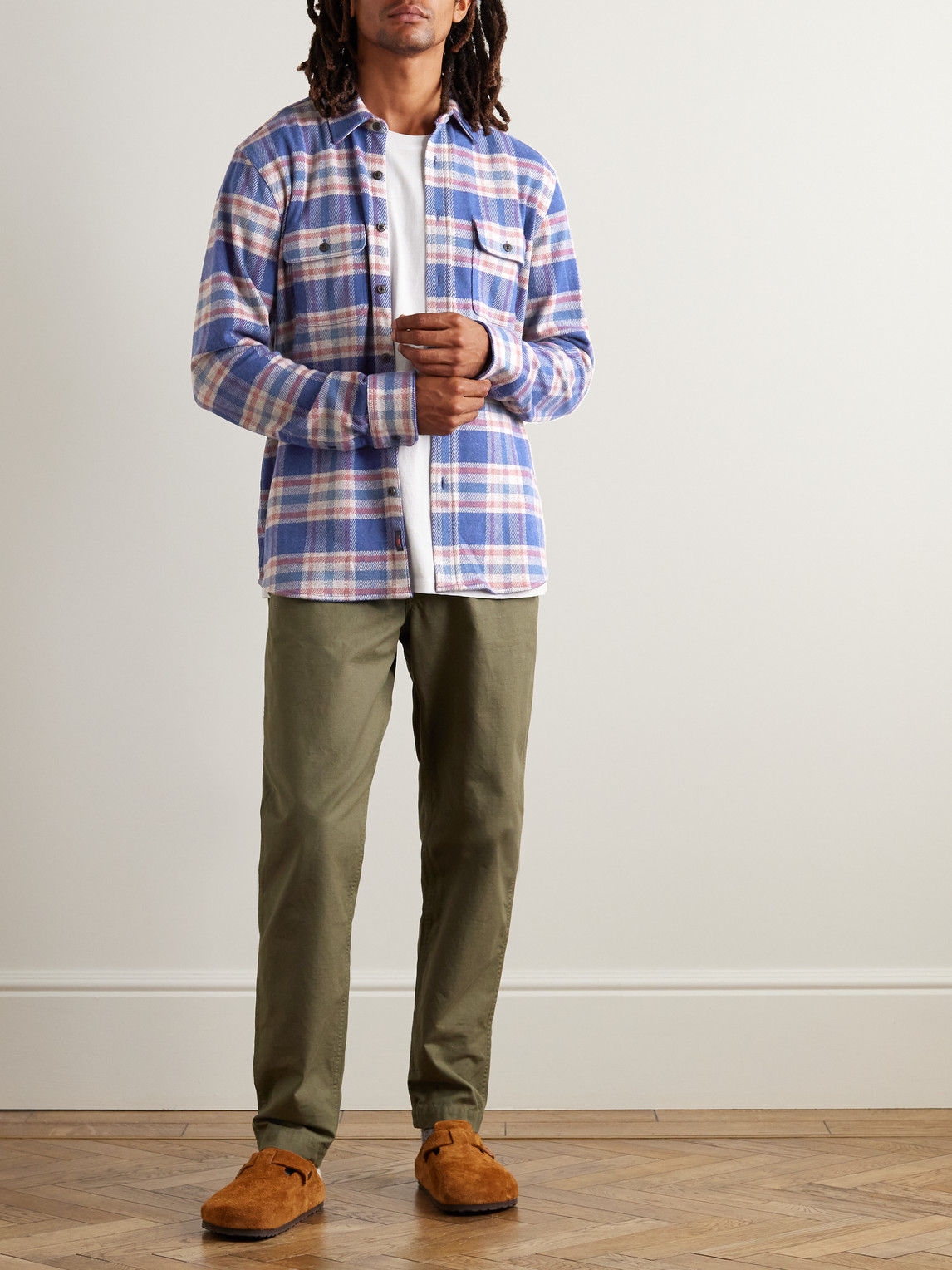 Shop Faherty Legend™ Checked Recycled Knitted Shirt In Blue